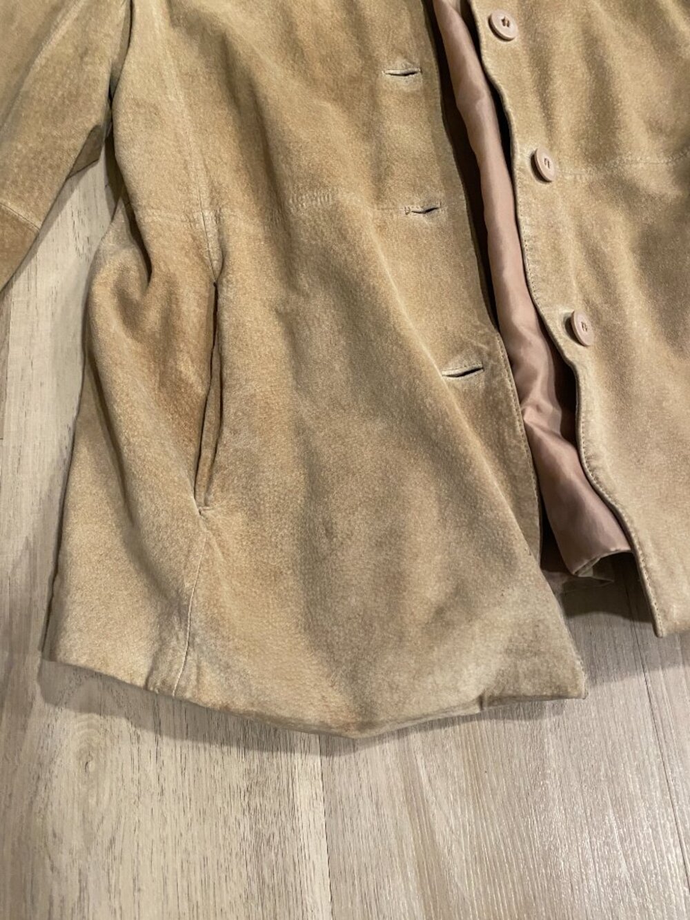 Bernardo Genuine Leather Suede Jacket XL Camel Tan Distressed Vintage - Picture 6 of 16